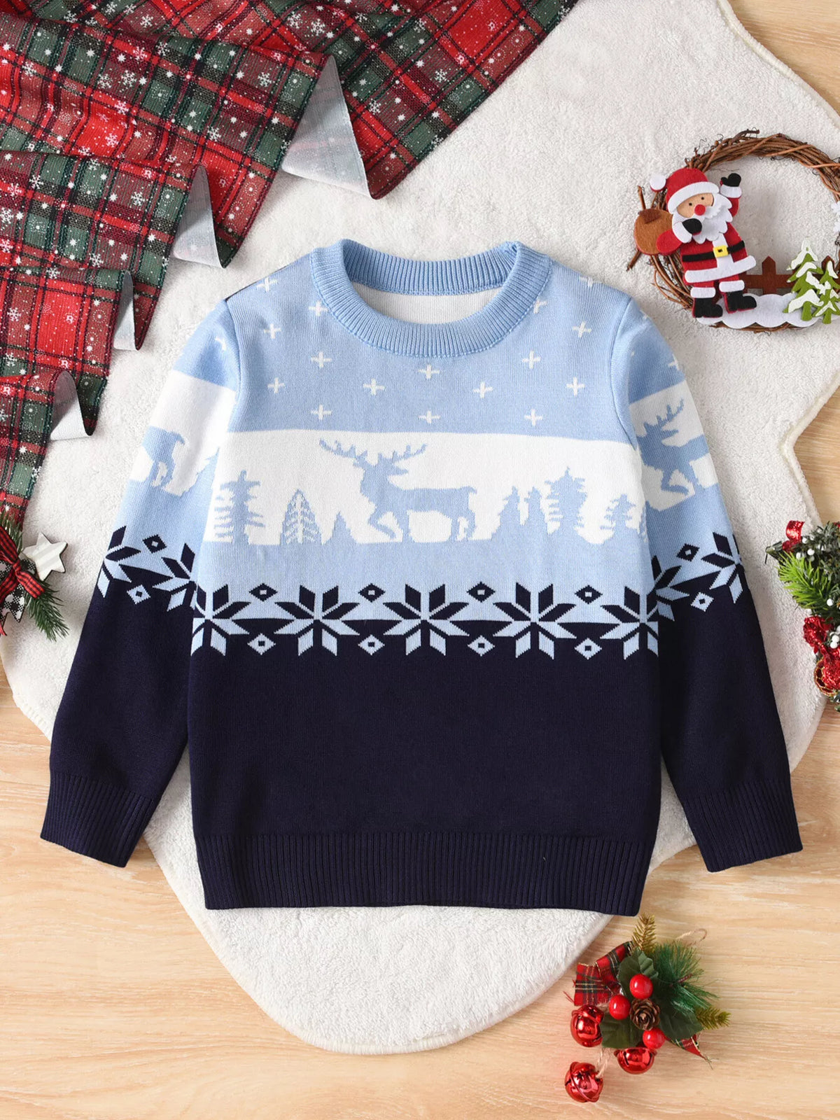 Kids' Reindeer Knit Christmas Sweater
