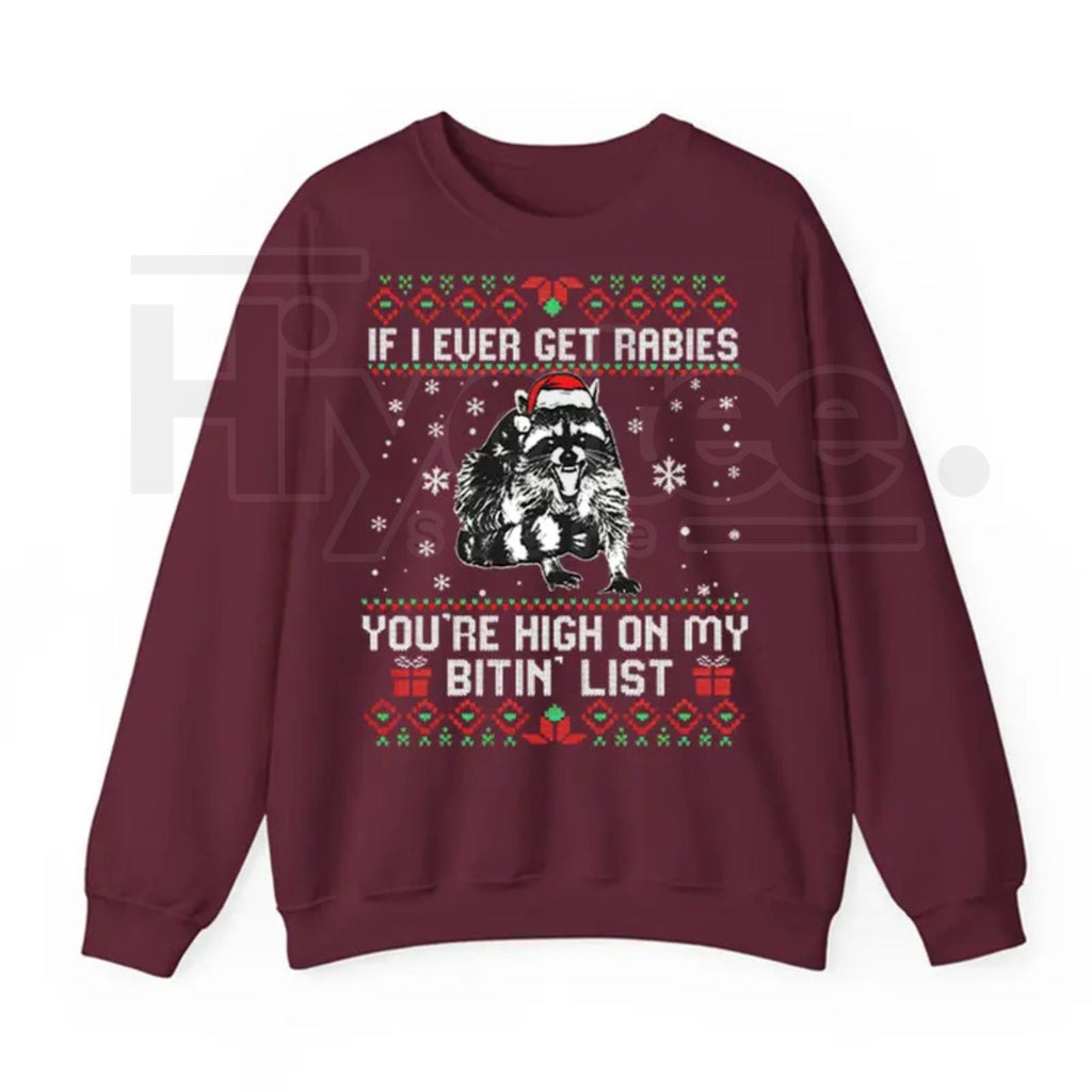 High On My Naughty List Raccoon Christmas Sweatshirt