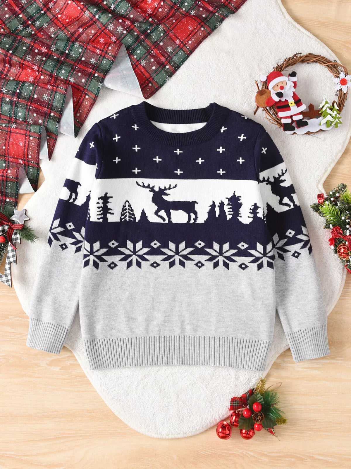 Kids' Reindeer Knit Christmas Sweater